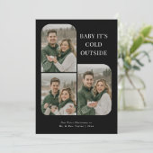 Baby Het is Koud Buiten Zwart Witte Pas getrouwd F Feestdagenkaart (Staand voorkant)