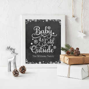 Baby het is koud buiten Zwarte schoolbord Kerst Poster