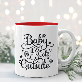 Baby het is koud buiten Zwarte Script Tweekleurige Koffiemok