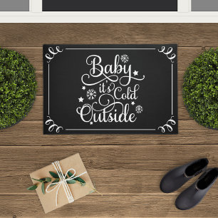 Baby het is koud buiten Zwarte Script Vakantie Deurmat