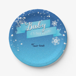 Baby het is koud buitendouche winterse Borden Papieren Bordje