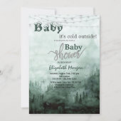 Baby Het is koud dennenboom bos babyfeestje Kaart (Voorkant)