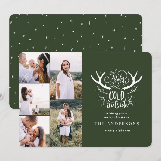 Baby het is koud hert multi foto kerst feestdagenkaart (Voorkant / Achterkant)