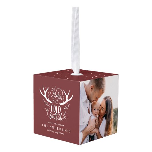 Baby het is koud hert multi foto kerstvakantie decoratie (Achter hoekig)