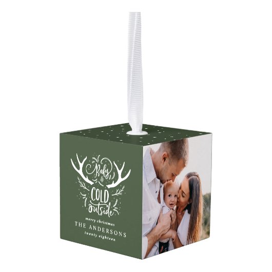 Baby het is koud hert multi foto kerstvakantie decoratie (Achter hoekig)