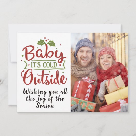 Baby Het is Koud/Kerstcitaat/2-gesteunde Kaart/Roo Feestdagenkaart (Voorkant)