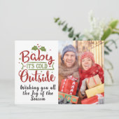 Baby Het is Koud/Kerstcitaat/2-gesteunde Kaart/Roo Feestdagenkaart (Staand voorkant)