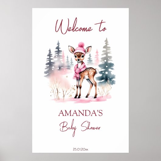 Baby Het is koud meisje herten baby shower welkom Poster (Voorkant)
