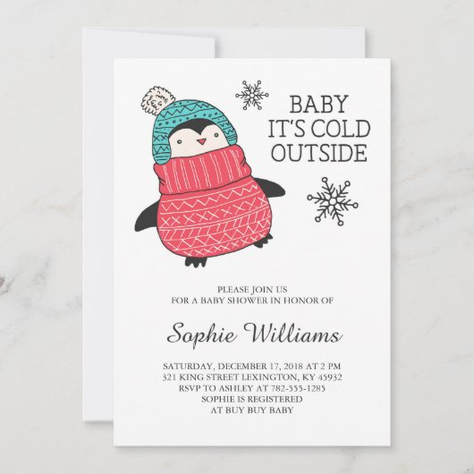 Baby Het is koud Outisde Winter Baby shower Kaart (Voorkant)