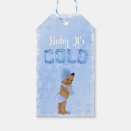 Baby Het Is Koud Sneeuwvlokje Blauw Etnische Jonge Cadeaulabel