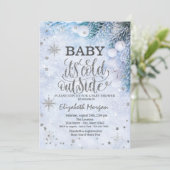 Baby Het Is Koud Sneeuwvlokken Winter Baby Borrel Kaart (Staand voorkant)