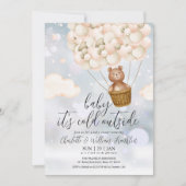 Baby Het Is Koud Teddybeer Winter Babyfeestje Kaart (Voorkant)
