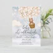 Baby Het Is Koud Teddybeer Winter Babyfeestje Kaart (Staand voorkant)