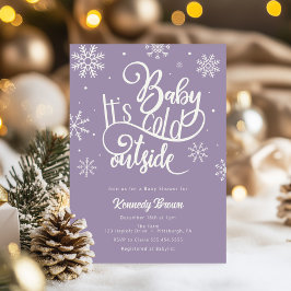 Baby het is koud uit Paarse sneeuwvlok Baby shower Kaart