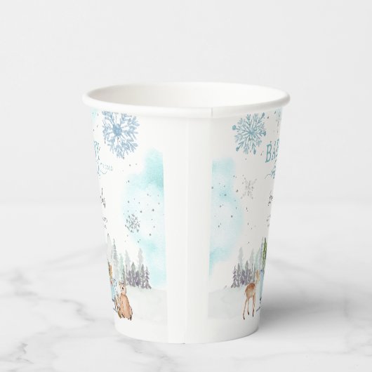 Baby Het is koud winterbos buiten Baby shower Papieren Bekers (Rechts)