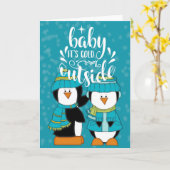 Baby Het is koude buiten Penguins Blue Kaart (Gele Bloem)