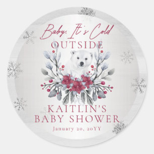 Baby Het is Koude Buiten Polar Beer Baby shower Cl Ronde Sticker