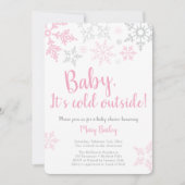 Baby Het is Koude Buiten Roze Uitnodiging van het (Voorkant)