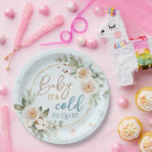 Baby Het is koude buitenblauwe winterschotel. Papieren Bordje (Feest)