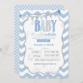 Baby Het is koude buitenkant Blauwe Couples Shower Kaart (Voorkant / Achterkant)