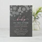 Baby Het is koude buitenkant Chalkboard Shower Inv Kaart (Staand voorkant)