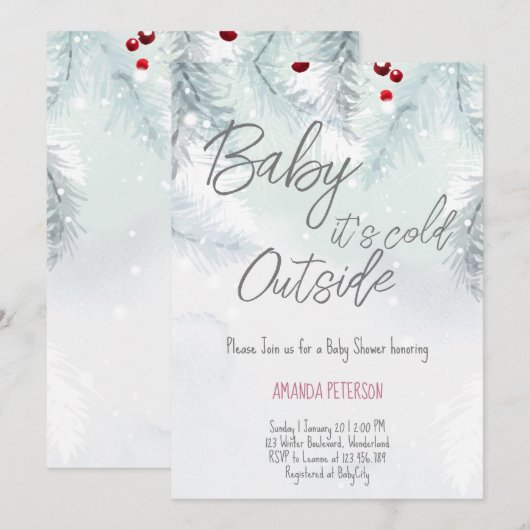 Baby Het is koude buitenpasteldendecoraties Kaart (Voorkant / Achterkant)