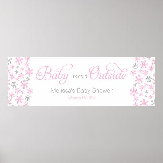 Baby Het is koude buitenroze Baby shower banner Poster (Voorkant)