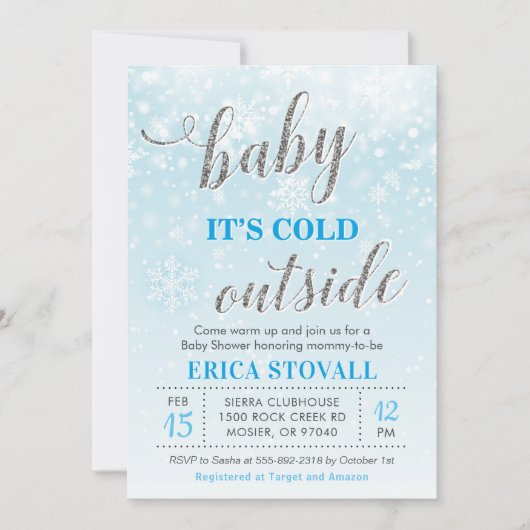 Baby Het is koude buitenste Baby shower Blue Boy Kaart (Voorkant)