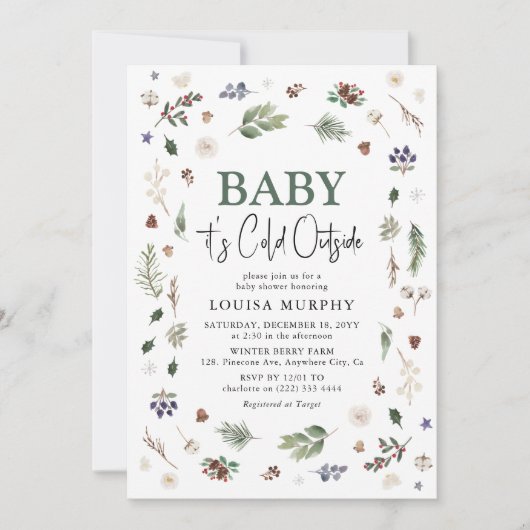 Baby Het is koude buitenste winterfolieBaby shower Kaart (Voorkant)