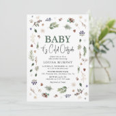 Baby Het is koude buitenste winterfolieBaby shower Kaart (Staand voorkant)
