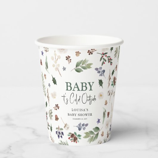 Baby Het is koude buitenste winterfolieBaby shower Papieren Bekers (Achterkant)