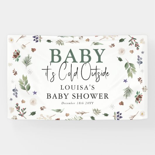 Baby Het is koude buitenste winterfolieBaby shower Spandoek (Horizontaal)