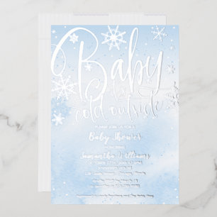 Baby Het is koude buitenste winterjongen Baby show Folie Uitnodiging