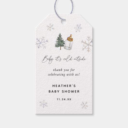 Baby Het is koude buitenste winterse Baby shower F Cadeaulabel (Voorkant)