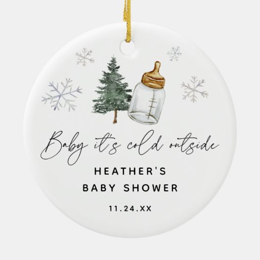 Baby Het is koude buitenste winterse Baby shower F Keramisch Ornament (Achterkant)