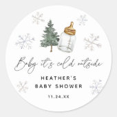 Baby Het is koude buitenste winterse Baby shower F Ronde Sticker (Voorkant)