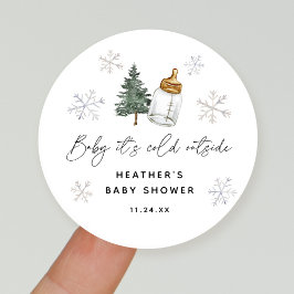 Baby Het is koude buitenste winterse Baby shower F Ronde Sticker