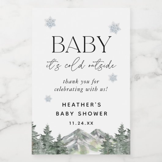Baby Het is koude buitenste winterse Baby shower F Wijn Etiket (Enkel label)