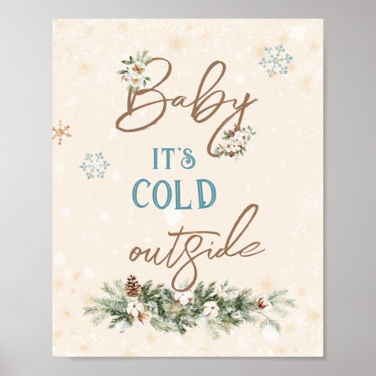 Baby Het is koude buitenwinterse Cozy Living Room  Poster (Voorkant)