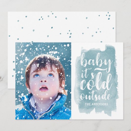 Baby Het is koude foto buiten feestdag Feestdagenkaart (Voorkant / Achterkant)