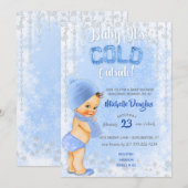 Baby Het is koude sneeuwvlok Icy Blue Boy Shower Kaart (Voorkant / Achterkant)