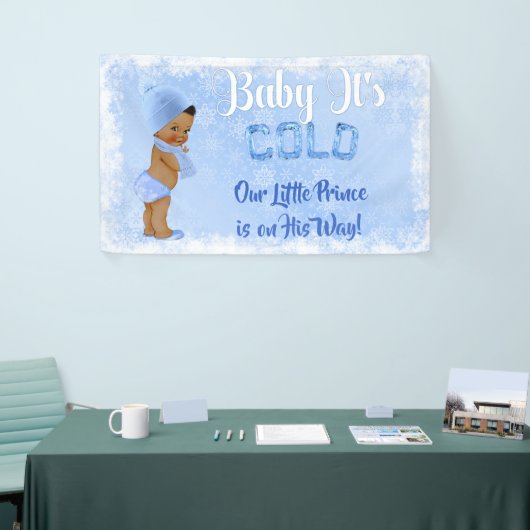 Baby Het is koude sneeuwvlok Icy Blue etnische jon Spandoek (Beurs)