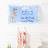 Baby Het is koude sneeuwvlok winterblauwe jongen Spandoek (Insitu)