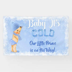 Baby Het is koude sneeuwvlok winterblauwe jongen Spandoek