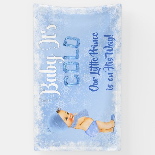 Baby Het is koude sneeuwvlok winterblauwe jongen Spandoek (Verticaal)