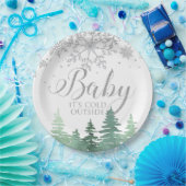 Baby Het is koude sneeuwvlokken en bomen buiten Papieren Bordje (Feest)