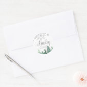 Baby Het is koude sneeuwvlokken en bomen buiten Ronde Sticker (Envelop)