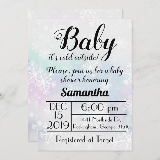 Baby Het is Koude Uitnodiging (Voorkant / Achterkant)