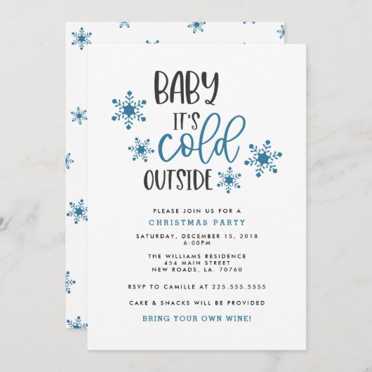 Baby Het is Koude Uitnodiging buiten Kerstmis (Voorkant / Achterkant)