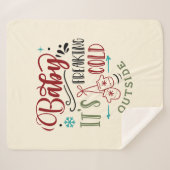 Baby Het is vrij koud buiten kerstcitaat Sherpa Deken (Voorkant (horizontaal))